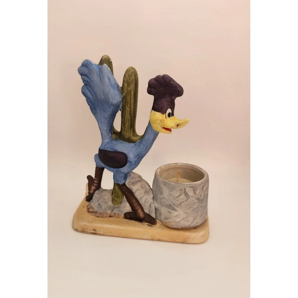 Vintage Road Runner 1980 Ceramic Candle Holder Warner Bros Looney Tunes WITH BOX